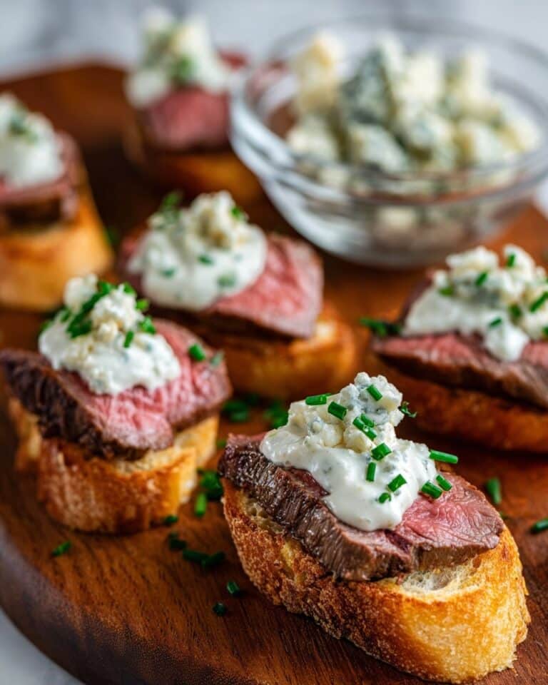Sizzle Steak and Blue Cheese Toasts with Horseradish Sauce Recipe