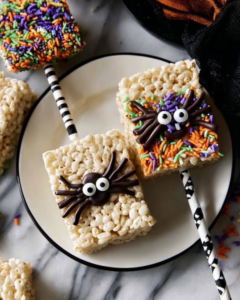 Halloween Rice Krispie Treats with Chocolate Drizzle and Spooky Sprinkles Recipe