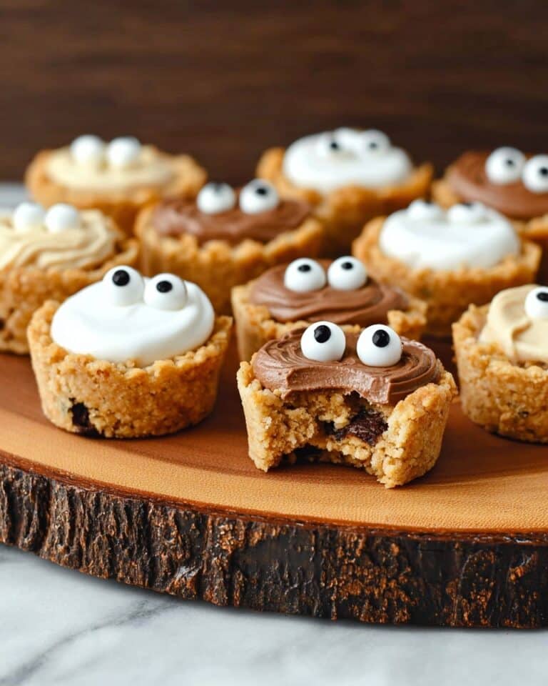 Halloween Peanut Butter Cookie Cups with Mummy, Spider, and Spooky Eyeball Decor Recipe