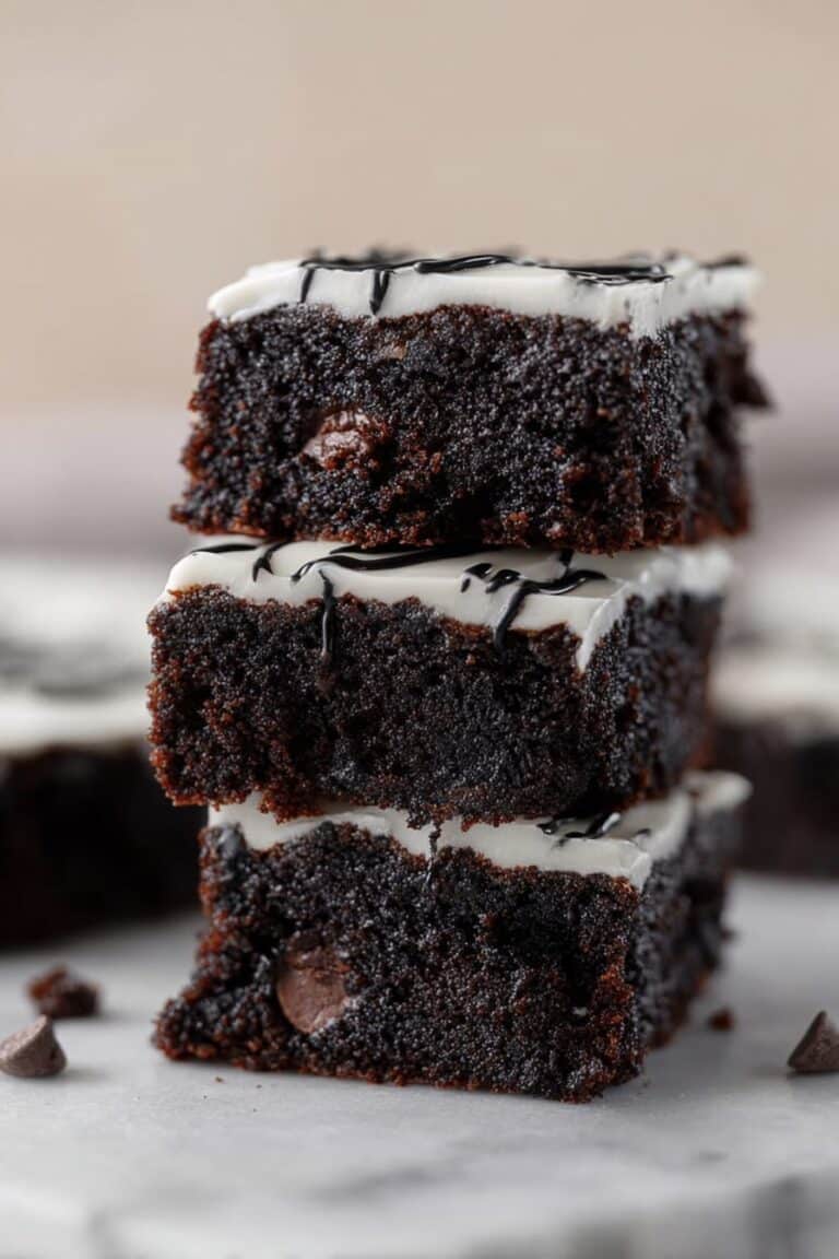 Black Cocoa Brownies with Spider Web Decoration Recipe