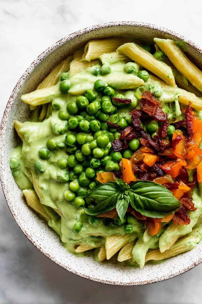 Green Pea Pasta with Basil and Silken Tofu Recipe