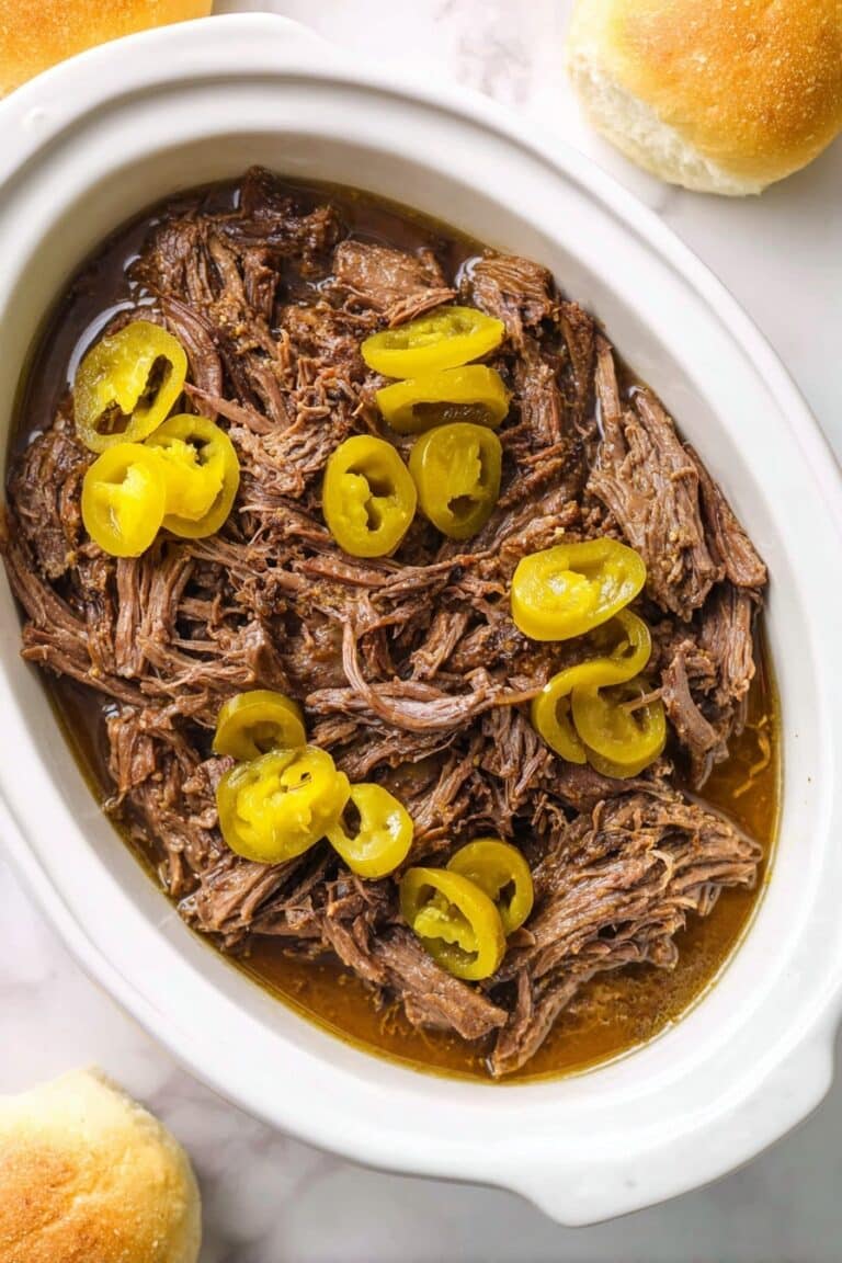 Italian Slow Cooker Beef Sandwiches with Pepperoncini Recipe