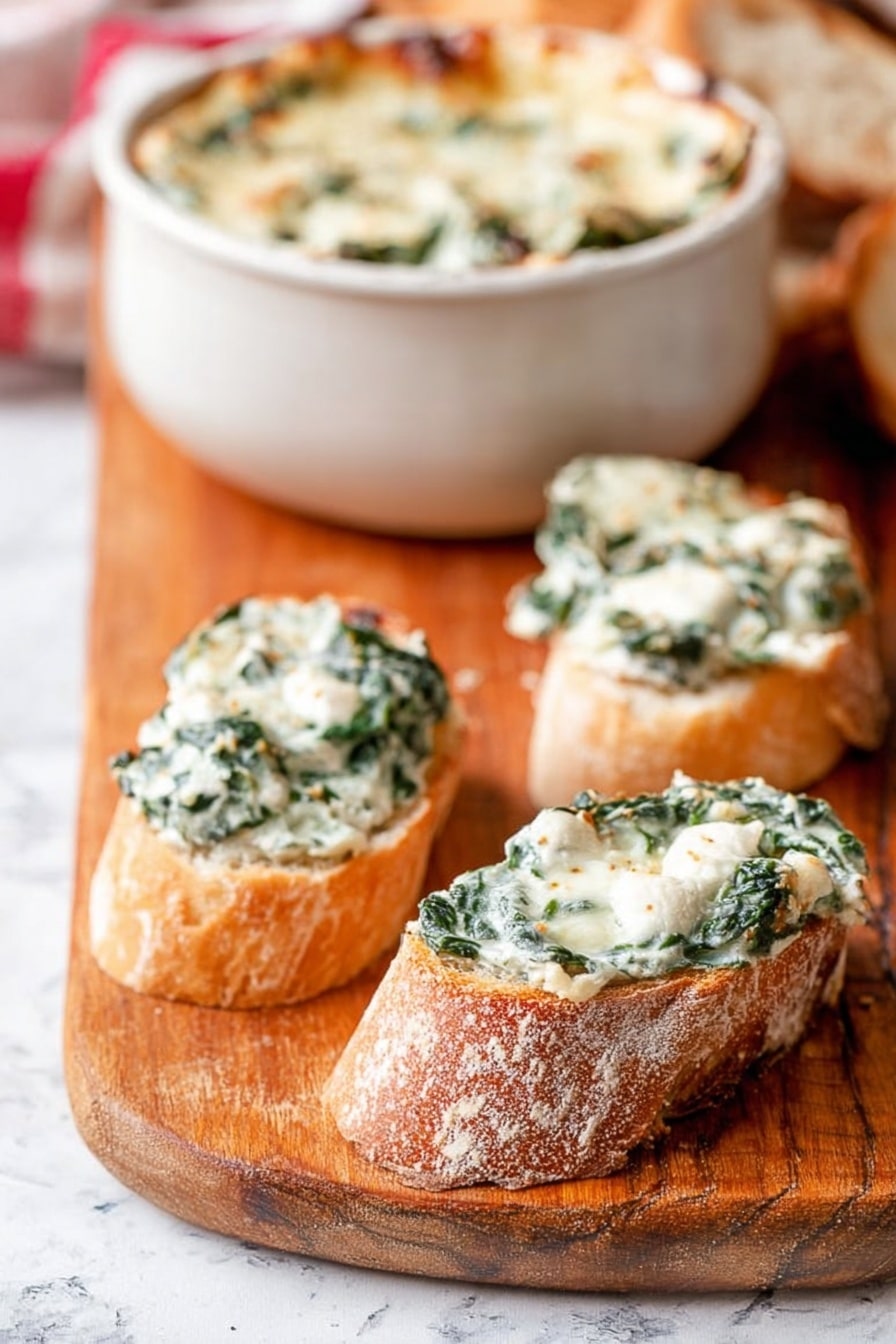 Baked Spinach Dip, spinach dip appetizer, cheesy spinach dip, easy spinach dip recipe, crowd-pleasing spinach dip - A round red ceramic bowl filled with a layer of melted, golden-brown cheese on top, showing a slightly bubbly and toasted texture. The bowl is placed on a white marbled wooden board with slices of light brown crusty bread arranged behind and next to the bowl. The cheese layer is creamy white with spots of browned cheese, covering the contents fully. The background shows a white marbled surface with a beige cloth under the wooden board. photo taken with an iphone --ar 2:3 --v 7