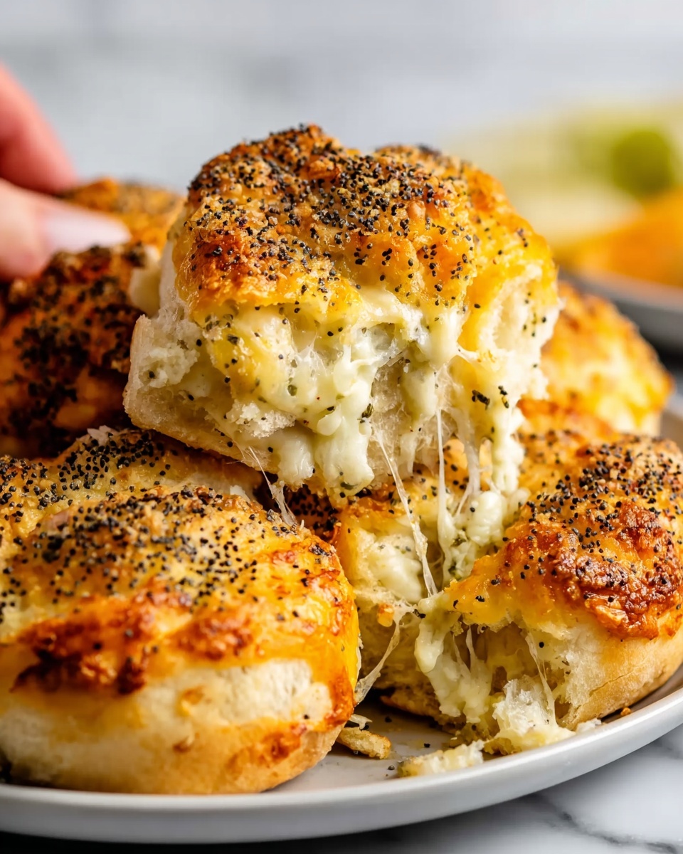 Santa Fe Turkey Sliders, turkey sliders recipe, spicy turkey sliders, easy turkey sliders, flavorful sliders recipes - The image shows a close-up of a freshly baked pastry with a golden-brown crust sprinkled with black poppy seeds. The pastry is filled with creamy layers of white cheese mixed with small chunks of pale green vegetables, and beneath that, there is a layer of shredded orange filling that looks soft and moist. The pastry pieces are stacked slightly on top of each other, with the focus on the front piece showing the textures clearly. The background has a white marbled texture, with hints of blurred elements to keep attention on the pastry. Photo taken with an iphone --ar 2:3 --v 7