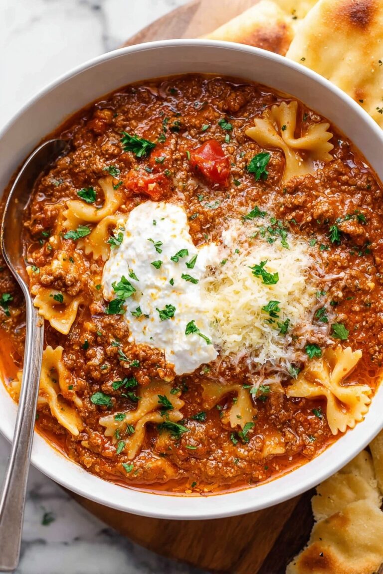Lasagna Soup with Pasta and Cheese Recipe