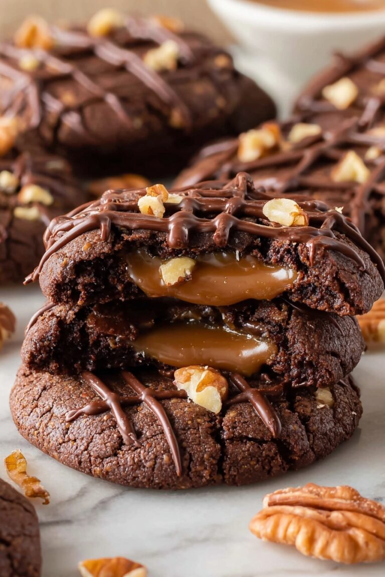 Chocolate Caramel Turtle Cookies Recipe