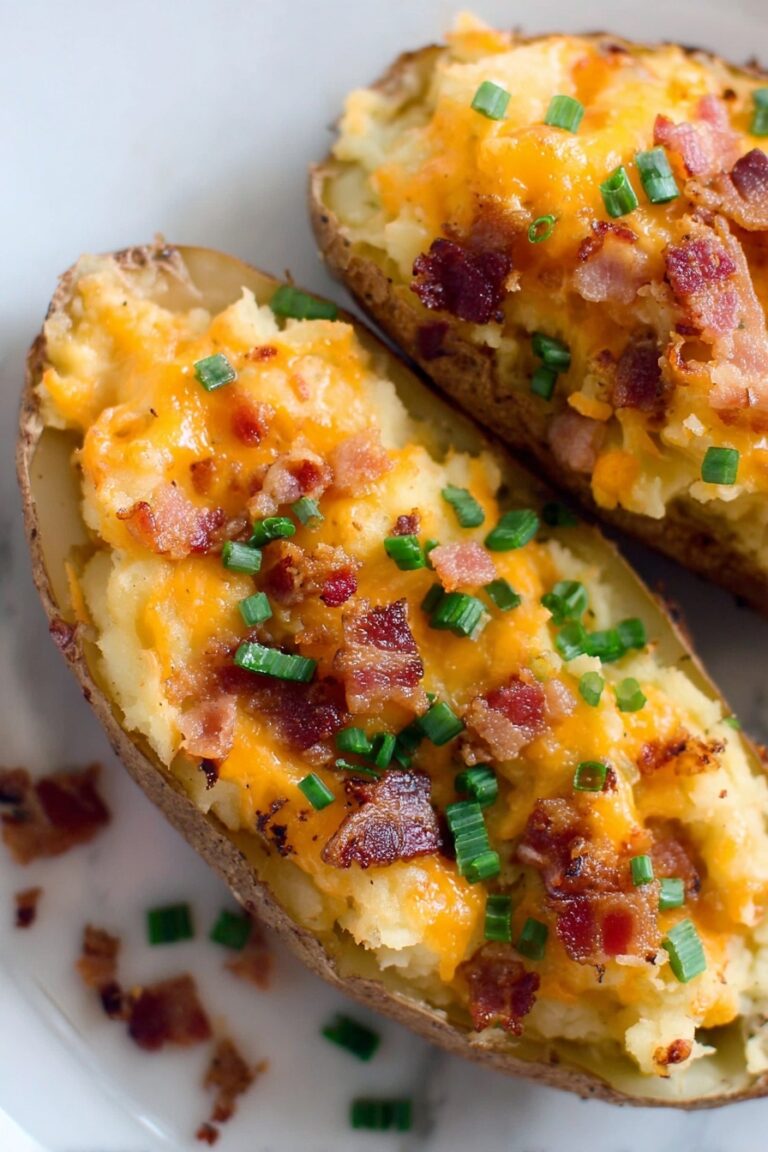 Twice Baked Potato Skins with Bacon and Cheddar Recipe