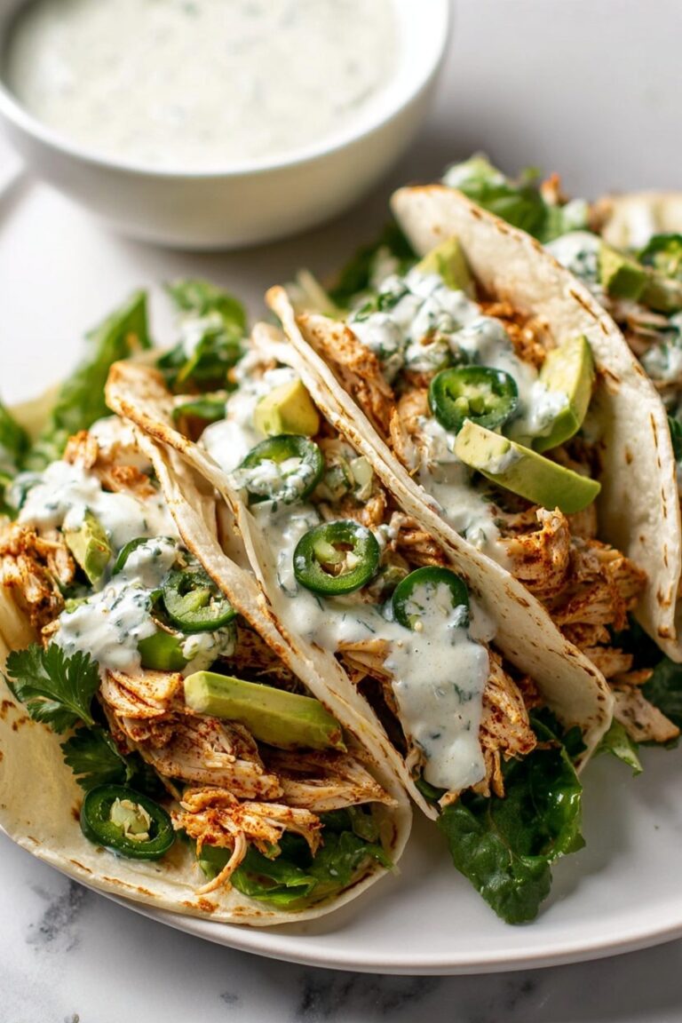 Shredded Chicken Tacos with Creamy Chimichurri Recipe