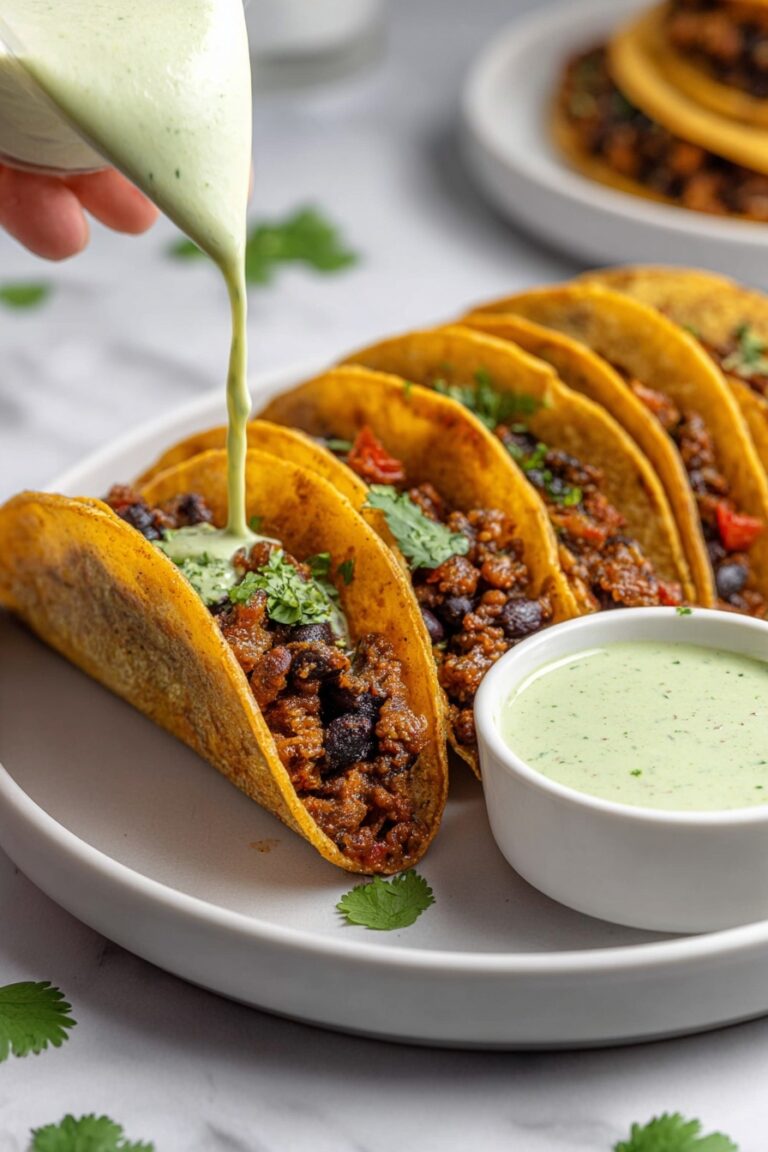 Crispy Baked Ground Turkey Tacos with Avocado Sauce Recipe