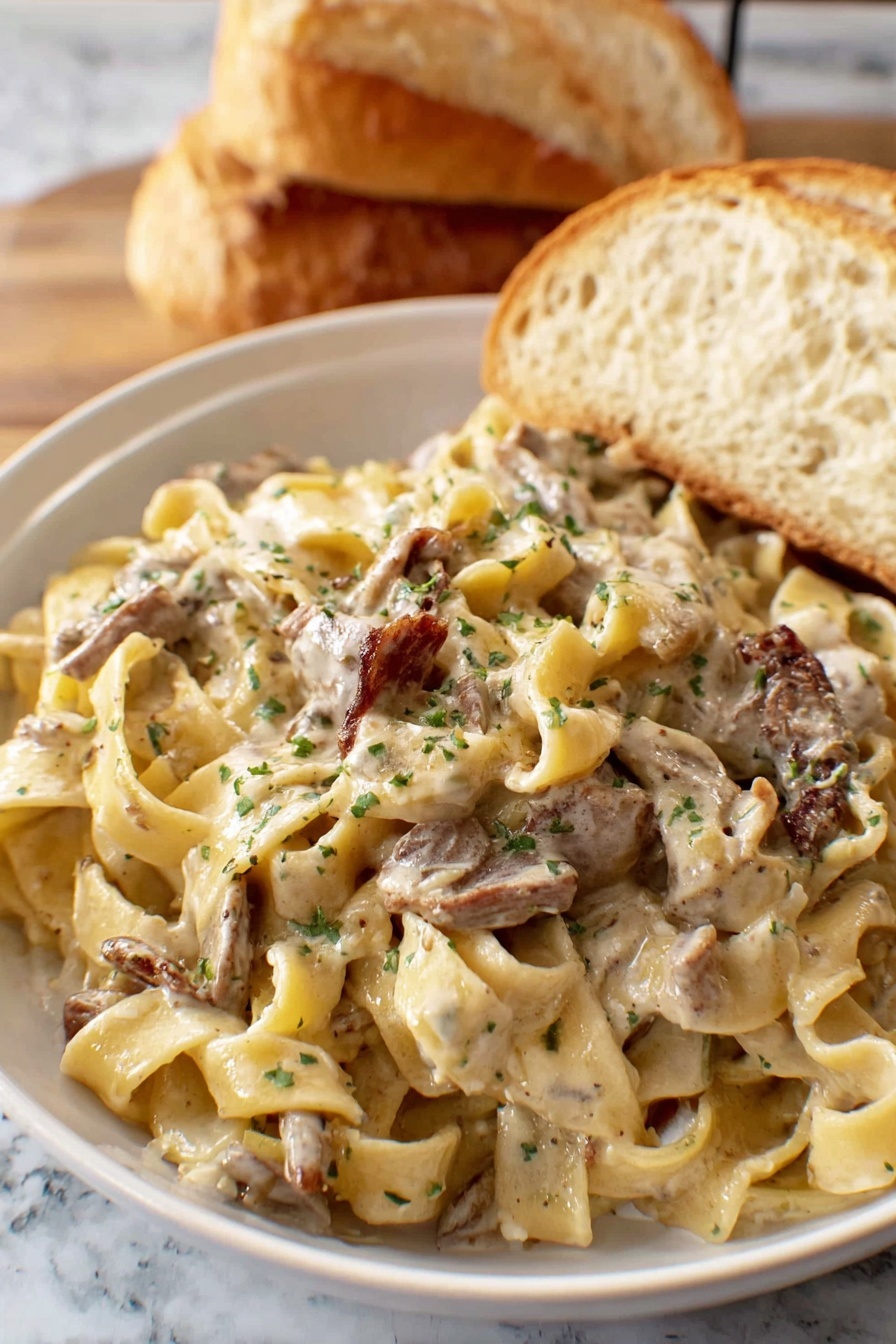 Slow Cooker Beef and Egg Noodles Recipe - Serving Suggestion
