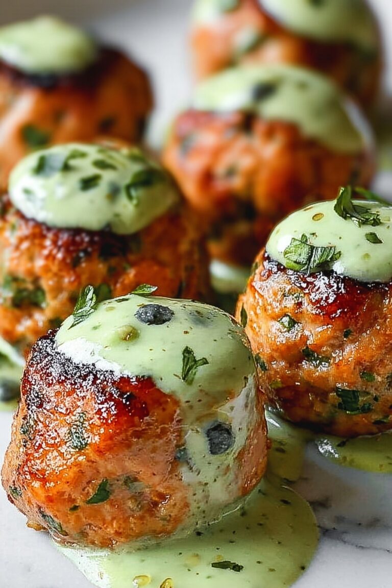 Baked Salmon Meatballs with Creamy Avocado Sauce Recipe
