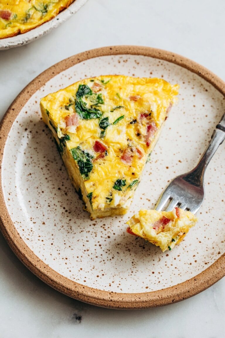 Cheesy Potato Frittata with Spinach and Bacon Recipe