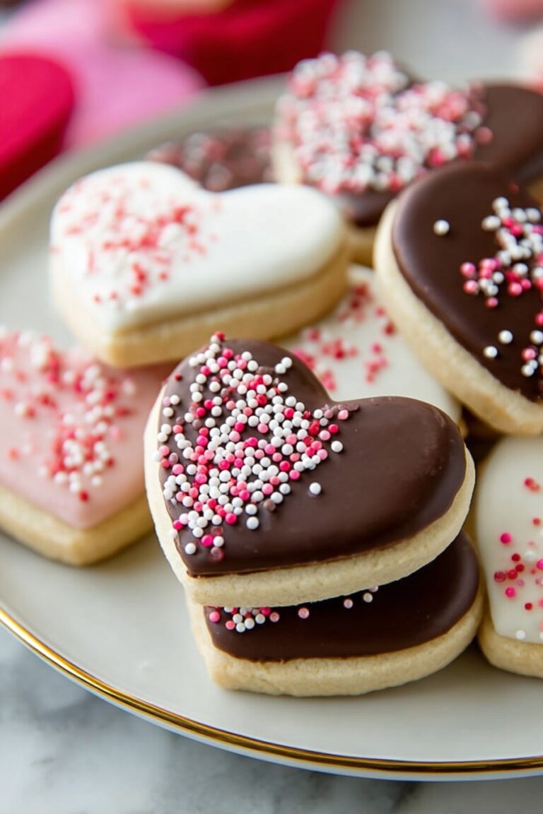 Valentine Heart Cookies with Chocolate Dipping Recipe