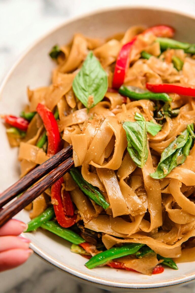 Drunken Noodles with Chicken and Basil Recipe