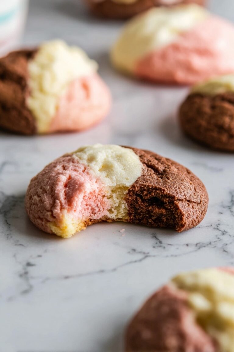 Neapolitan Cookie Dough with Vanilla Chocolate Strawberry Recipe