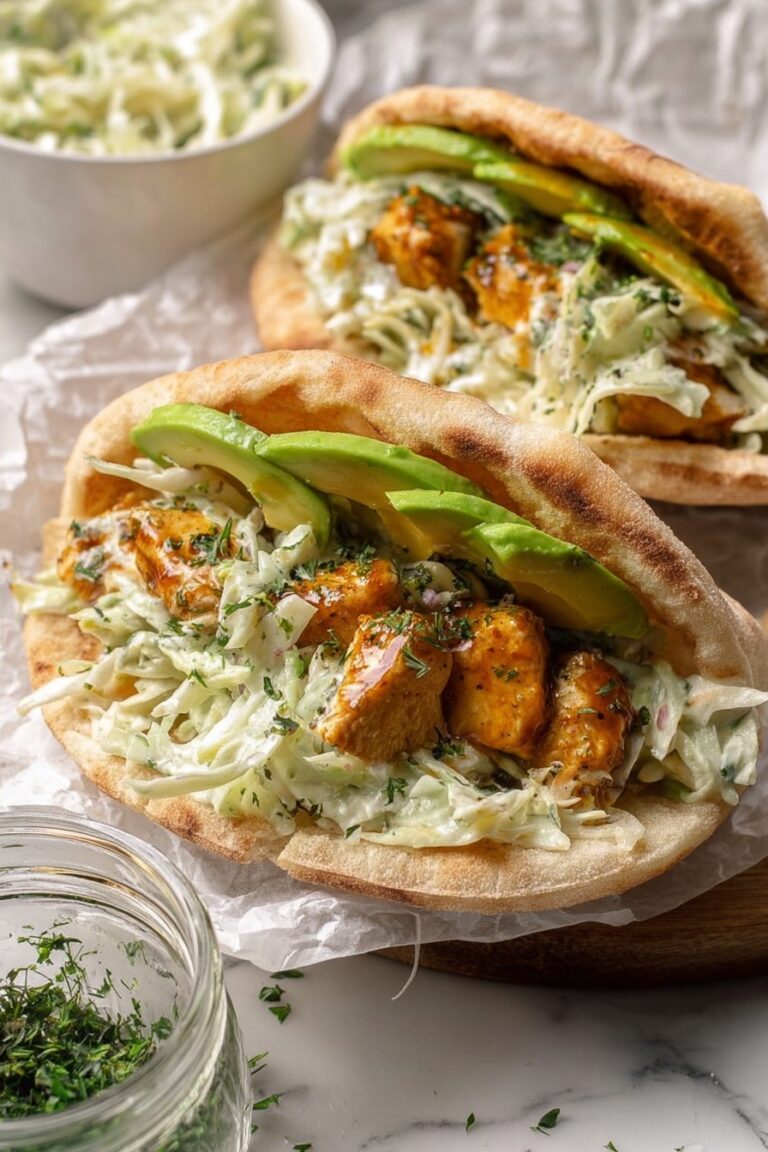 Sheet Pan Chicken Pitas with Herby Slaw Recipe