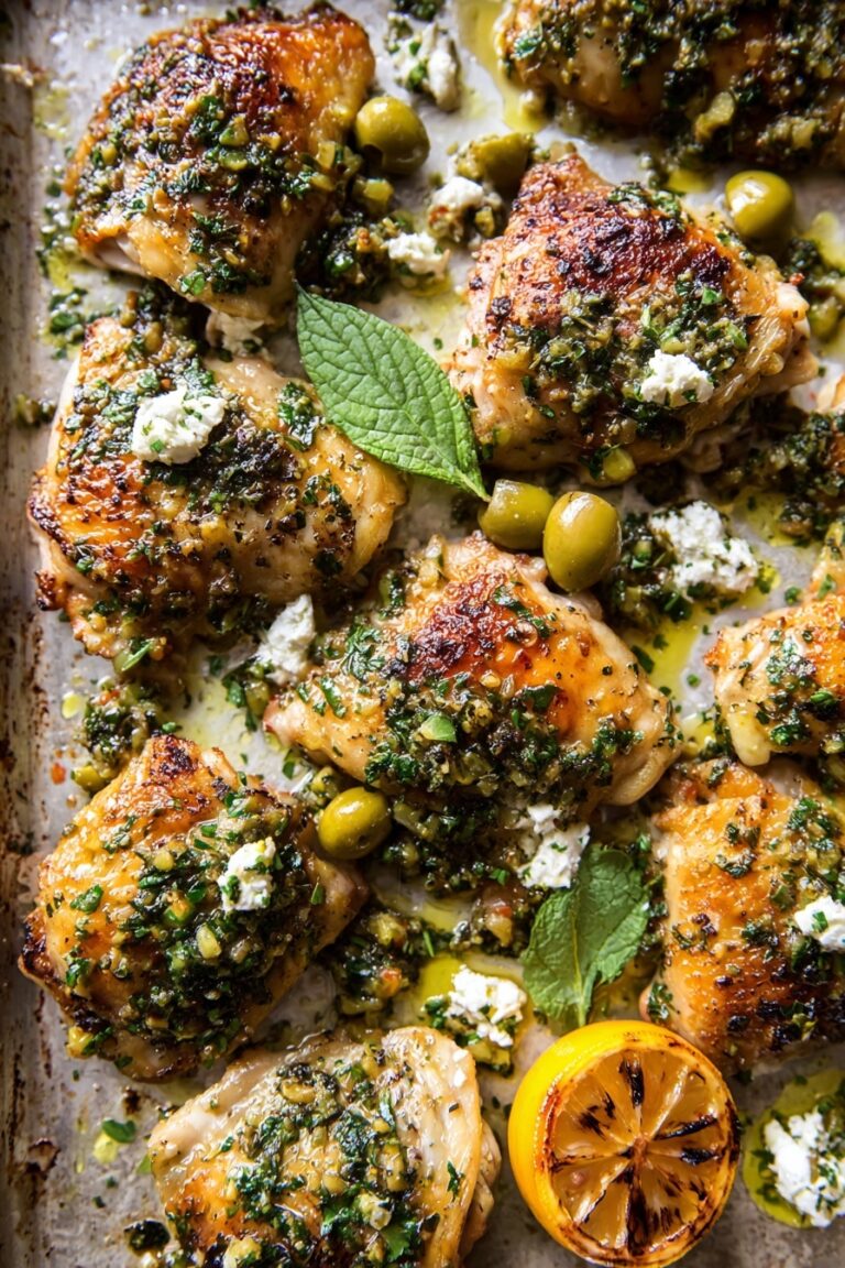 Garlic Butter Chicken with Lemon Olive Dressing Recipe