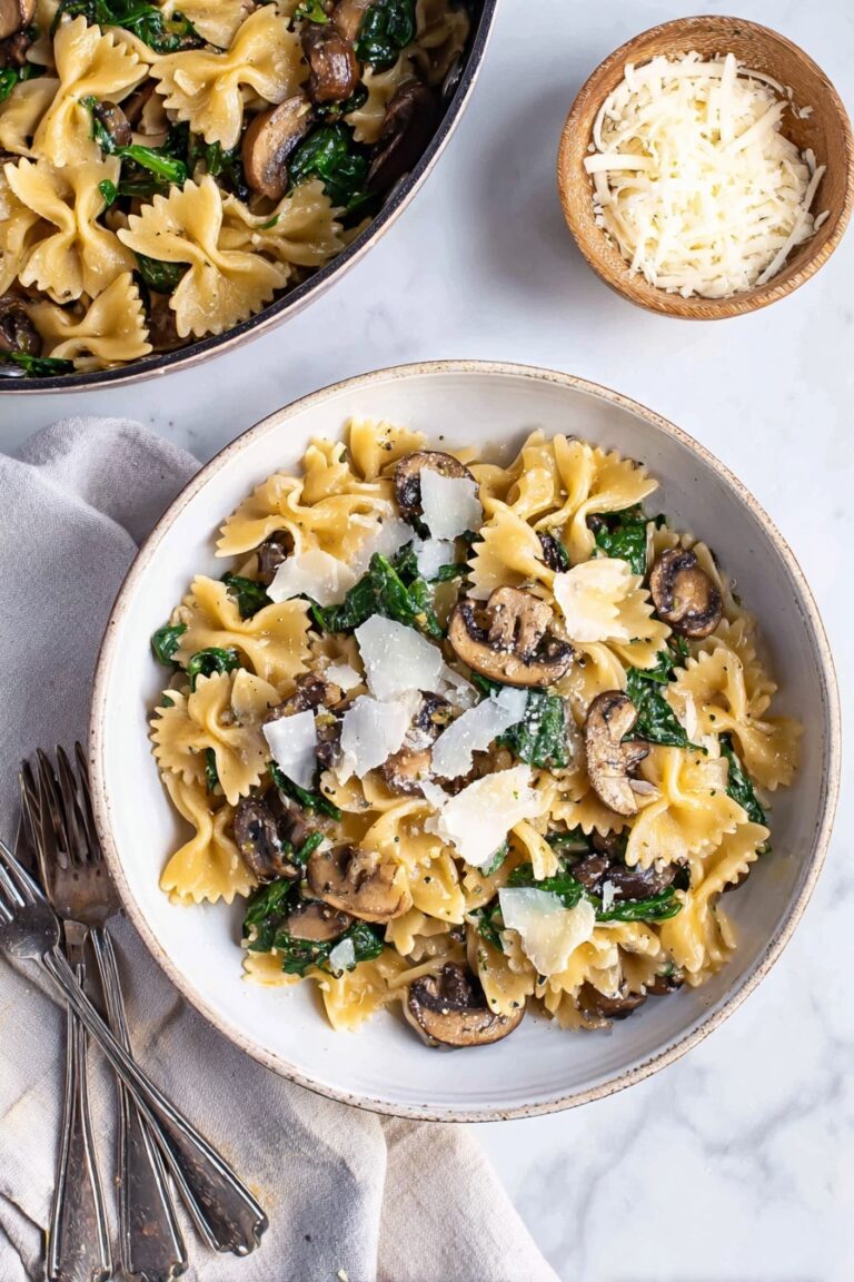 Creamy Mushroom Spinach Pasta Recipe