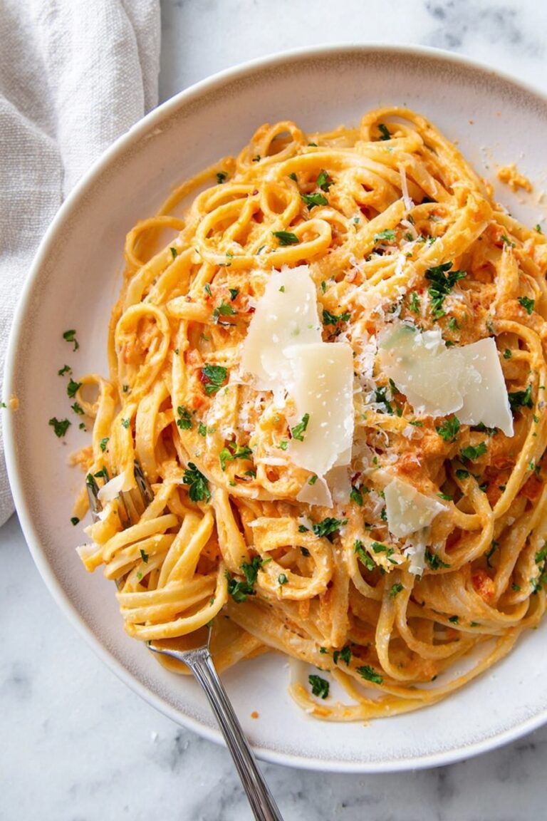 Roasted Red Pepper Fettuccine Alfredo Recipe